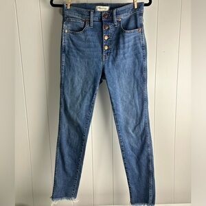 High-Rise Button-Fly Blue Jeans